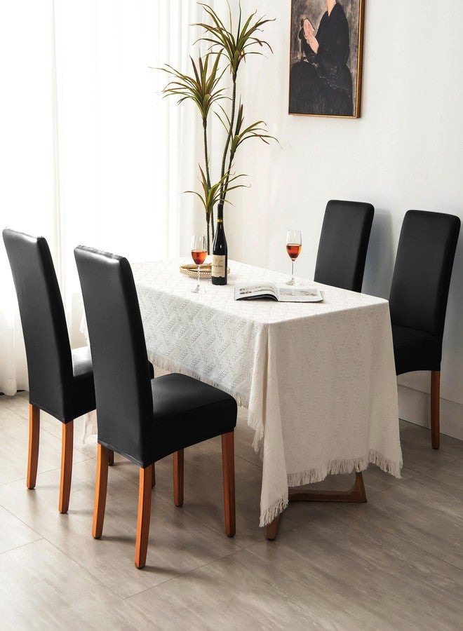 iEventStar غطاء كرسي طعام مطاطي من الجلد الصناعي من iEventStar (أسود، 4) - Image 3